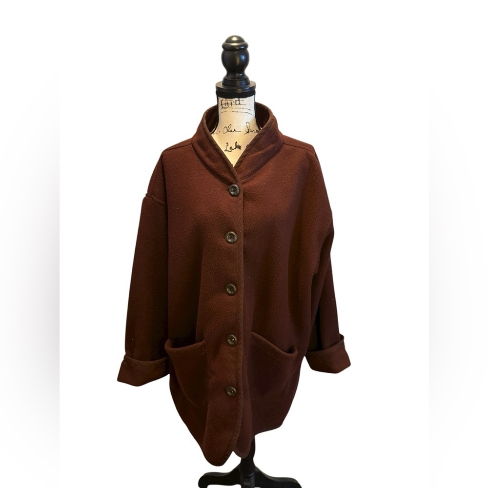 Diane Von Furstenberg The Color Authority Fleece Coat Jacket Brown Size M/L